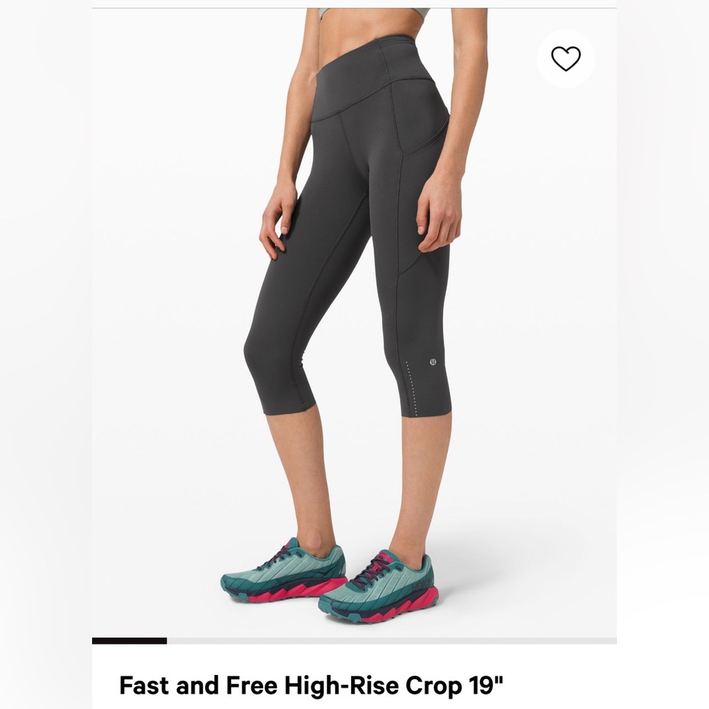Black Lululemon Fast and Free High-Rise Crop Leggings